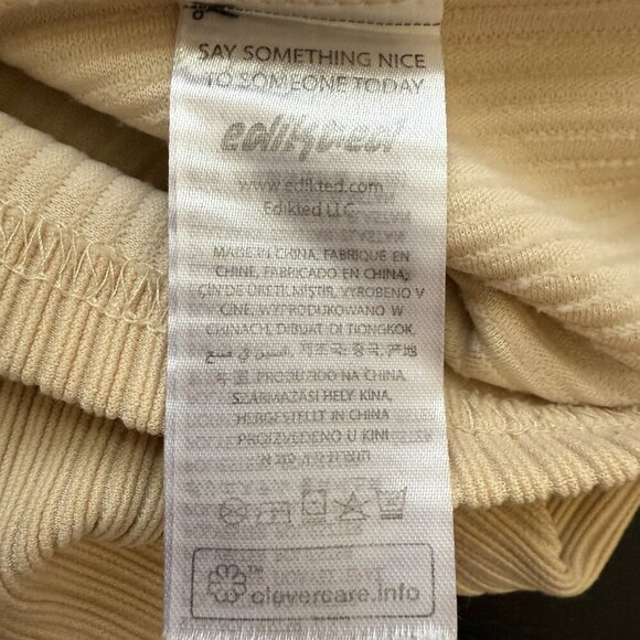 Edikted Lucia Ribbed Romper Women's XS Tan Button Up Collared Micro Mini Bodycon - Picture 13 of 15